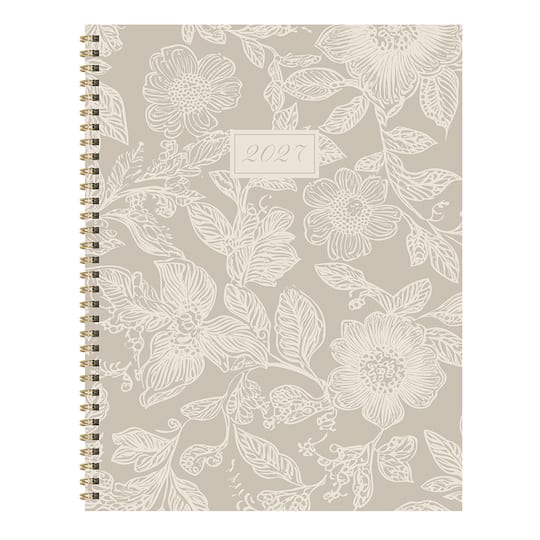 2027 Cream & Taupe Large Weekly Monthly Planner